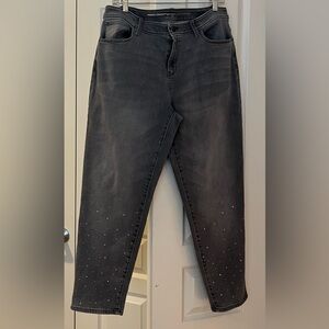 Women's Gray Jeans with Studded Detail